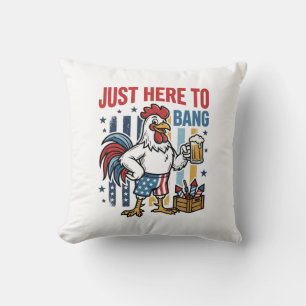 Patriotisches Hahn-Feuerwerk Vintage-Shirt-Design_ Kissen