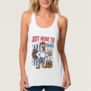 Patriotisches Hahn-Feuerwerk Vintage-Shirt-Design_ Tank Top