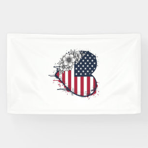 Patriotisches Herz Blumiges Vintage-Gravurdesign_1 Banner