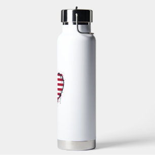 Patriotisches Herz Blumiges Vintage-Gravurdesign_1 Trinkflasche