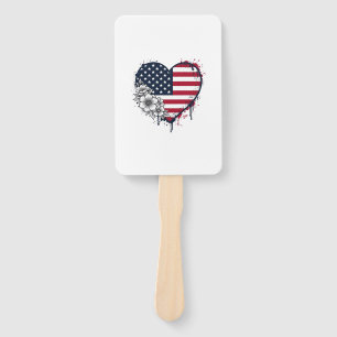 Patriotisches Herz Blumiges Vintage-Stichdesign_1 Fächer