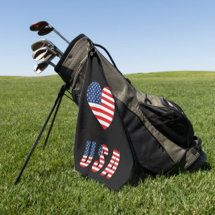 Patriotisches Herz Golfhandtuch mit USA-Flagge