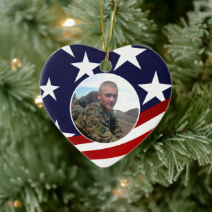 Patriotisches Herz immer im militärischen Foto mei Keramik Ornament