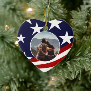 Patriotisches Herz immer in meinem Herzen Militäfo Keramik Ornament