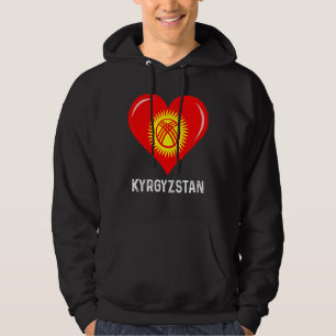 Patriotisches Herz Kirgisistan Flag Retro gestört Hoodie