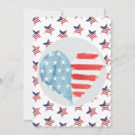 Patriotisches Herz mit amerikanischem Flaggendesig Feiertagskarte