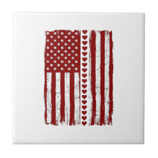 Patriotisches Herzstreifen-Amerikafahne Vektor-Des Fliese