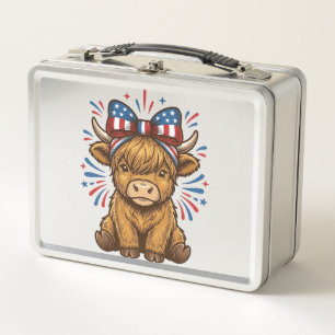 Patriotisches Highland-Kuh-Bogen-Vektordesign (2)_ Metall Brotdose