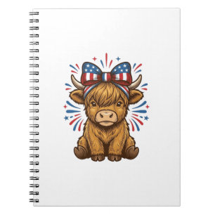 Patriotisches Highland-Kuh-Bogen-Vektordesign (2)_ Notizblock