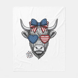 Patriotisches Highland-Kuh-Vintage-Stich-Shirt_1 Fleecedecke