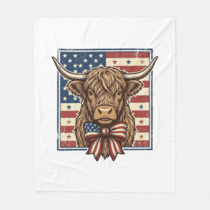 Patriotisches Highland-Kuh-Vintage-Stich-Shirt-Des Fleecedecke