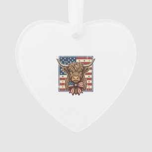 Patriotisches Highland-Kuh-Vintage-Stich-Shirt-Des Ornament