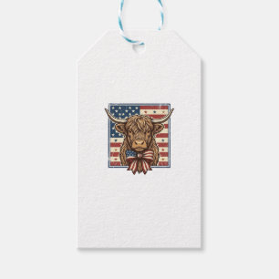 Patriotisches Highland-Kuh-Vintage-Stickerei-Shirt Geschenkanhänger