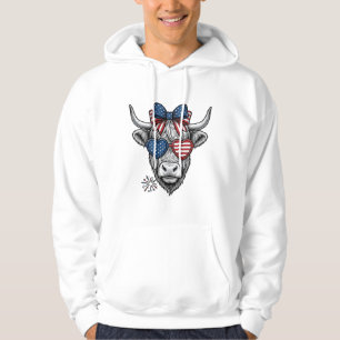 Patriotisches Highland-Kuh-Vintage-Stickerei-Shirt Hoodie