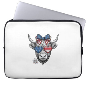 Patriotisches Highland-Kuh-Vintage-Stickerei-Shirt Laptopschutzhülle