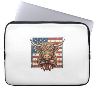 Patriotisches Highland-Kuh-Vintage-Stickerei-Shirt Laptopschutzhülle