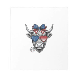 Patriotisches Highland-Kuh-Vintage-Stickerei-Shirt Notizblock