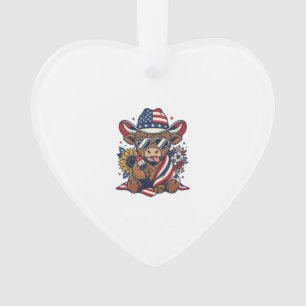 Patriotisches Highland-Kuh-Vintage-Stickerei-Shirt Ornament