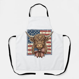 Patriotisches Highland-Kuh-Vintage-Stickerei-Shirt Schürze
