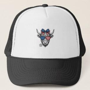 Patriotisches Highland-Kuh-Vintage-Stickerei-Shirt Truckerkappe