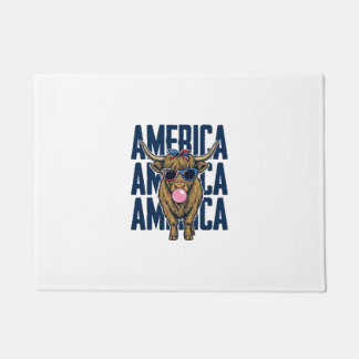 Patriotisches Highland-Rind Amerika Vintage T-Shir Fußmatte