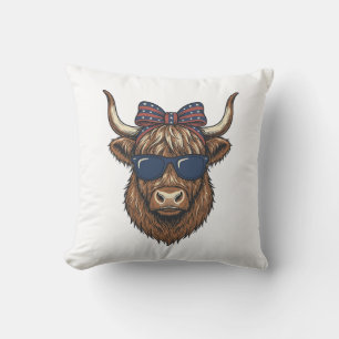 Patriotisches Highland-Rind Vintage-Stich-Design_1 Kissen