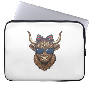 Patriotisches Highland-Rind Vintage-Stich-Design_1 Laptopschutzhülle