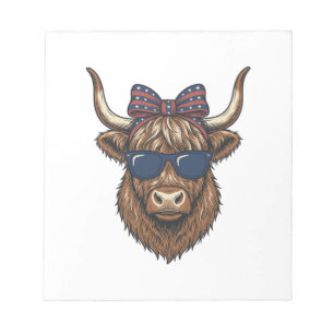 Patriotisches Highland-Rind Vintage-Stich-Design_1 Notizblock
