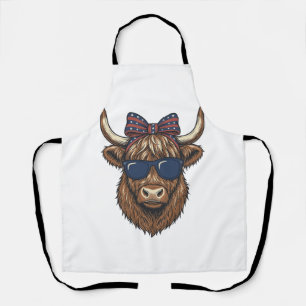 Patriotisches Highland-Rind Vintage-Stich-Design_1 Schürze