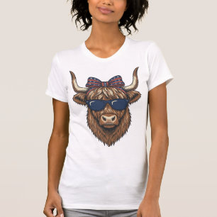 Patriotisches Highland-Rind Vintage-Stich-Design_1 T-Shirt