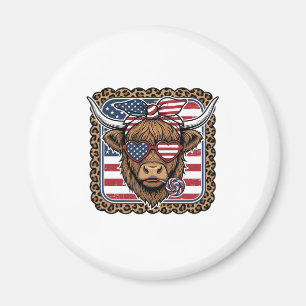 Patriotisches Highland-Rind Vintage-Stich-Design ( Magnet