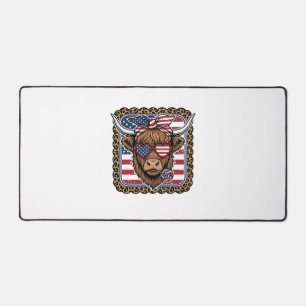 Patriotisches Highland-Rind Vintage-Stich-Design ( Schreibtischunterlage