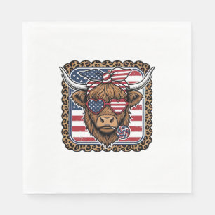 Patriotisches Highland-Rind Vintage-Stich-Design ( Serviette