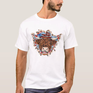Patriotisches Hochland-Kuh-Shirt, amerikanisches K T-Shirt