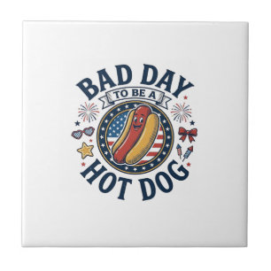 Patriotisches Hot Dog Schlecht Tag Lustig 4. Juli  Fliese
