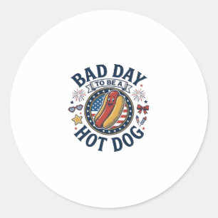 Patriotisches Hot Dog Schlechter Tag Lustiges 4. J Runder Aufkleber