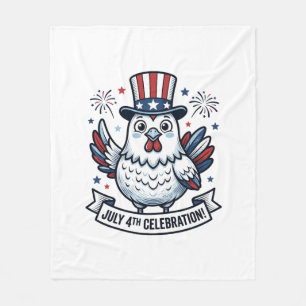 Patriotisches Huhn 4. Juli Feier T-Shirt Des Fleecedecke