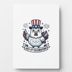 Patriotisches Huhn 4. Juli Feier T-Shirt Des Fotoplatte
