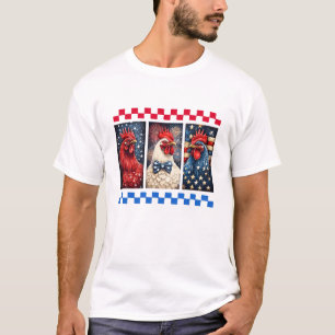 Patriotisches Huhn 4. Juli Hahn Amerikanische Flag T-Shirt