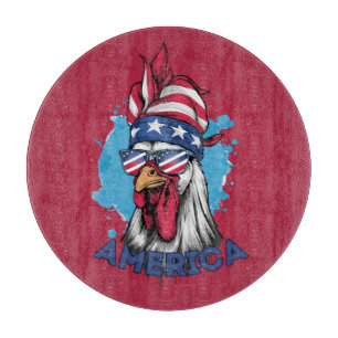 Patriotisches Hühnchen in den USA Bandana und Shad Schneidebrett