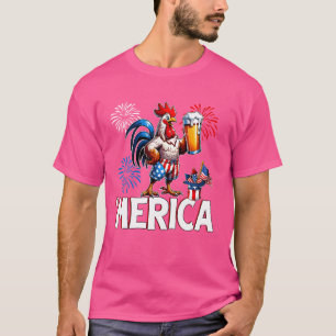 Patriotisches Hühnchen Merica USA Flag Hühnchen Lo T-Shirt