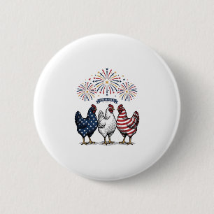 Patriotisches Hühner-Trio Vintage-Stich Vektor De Button
