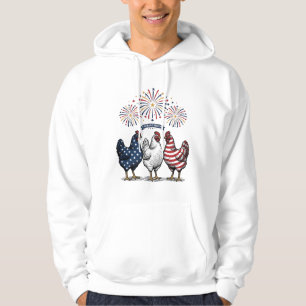 Patriotisches Hühner-Trio Vintage-Stich Vektor De Hoodie