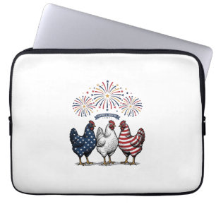 Patriotisches Hühner-Trio Vintage-Stich Vektor De Laptopschutzhülle