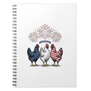 Patriotisches Hühner-Trio Vintage-Stich Vektor De Notizblock