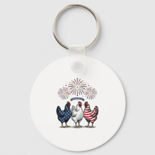 Patriotisches Hühner-Trio Vintage-Stich Vektor De Schlüsselanhänger