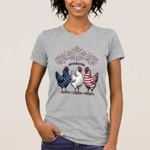 Patriotisches Hühner-Trio Vintage-Stich Vektor De T-Shirt