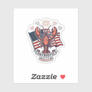 Patriotisches Hummer-Flagge Vintage-Stich T-Shirt_ Aufkleber