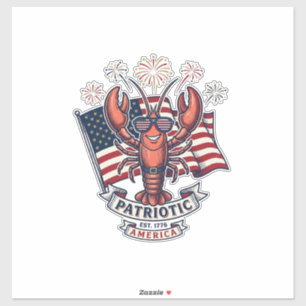Patriotisches Hummer-Flagge Vintage-Stich T-Shirt_ Aufkleber