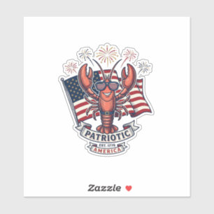 Patriotisches Hummer-Flagge Vintage-Stich T-Shirt_ Aufkleber